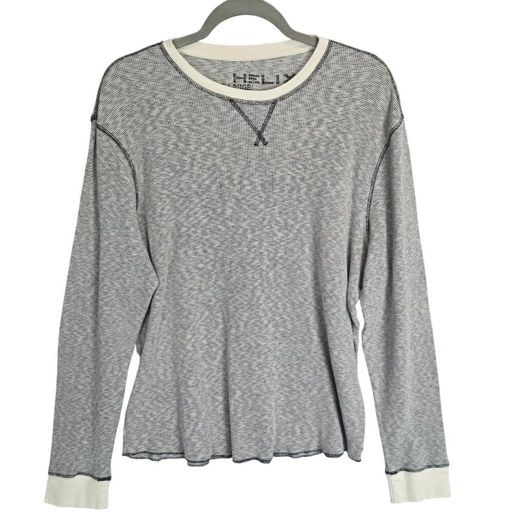 Helix Mens Henley Thermal Size 2XL Cotton Poly Waffle Knit Crewneck Pullover Top